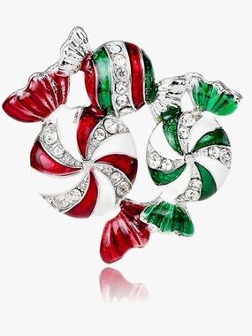 Anthropologie Red, Green & White Candy Swirl Brooch